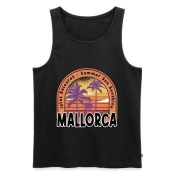 Mallorca Summer Sun Beach Sea Palms Holiday - Men's Premium Organic Tank Top - black - Front - AI Model Male 178 light (178cm)