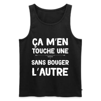 Humour Ça M'en Touche Une Sans Bouger L'Autre - Débardeur bio Premium Homme - noir - Devant - Michal (187cm)