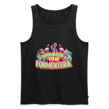 Formentera Sommer Flamingo Palmen Strand Meer - Männer Premium Bio Tank Top - Schwarz - Vorne - Michal (187cm)