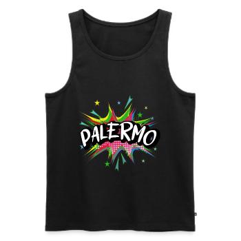 Palermo Italy City Pop Art Comic Art Skyline - Men's Premium Organic Tank Top - black - Front - AI Model Male 178 light (178cm)