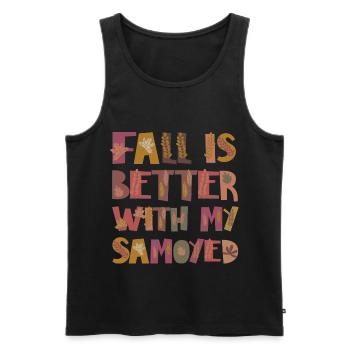 Fall is better with Samojede Dog Autumn Grateful - Men's Premium Organic Tank Top - black - Front - Michal (187cm)