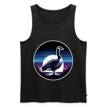 Belle oie canadienne Vintage coucher de soleil - Débardeur bio Premium Homme - noir - Devant - Michal (187cm)