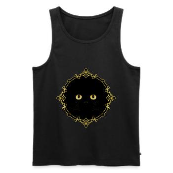 Schwarze Katze Abzeichen - Pixel Art - Männer Premium Bio Tank Top - Schwarz - Vorne - AI Model Male 178 light (178cm)