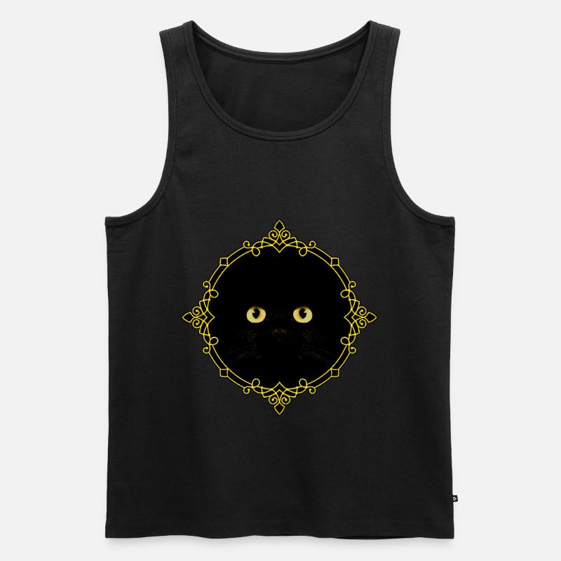 Schwarze Katze Abzeichen - Pixel Art - Männer Premium Bio Tank Top - Schwarz