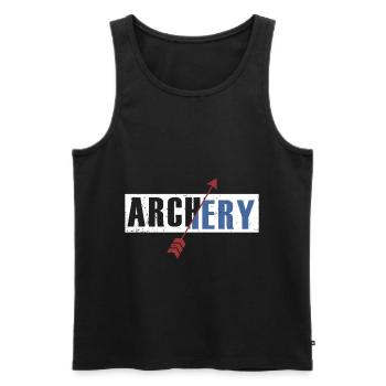 Flèche de tir à l'arc - Débardeur bio Premium Homme - noir - Devant - Michal (187cm)