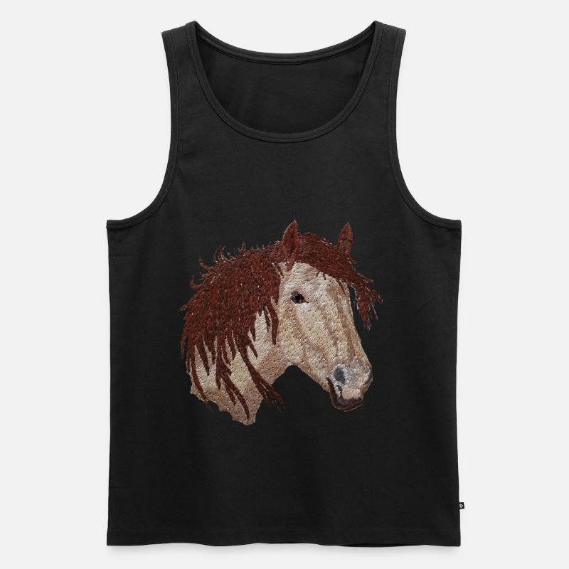 Pferd, Pferdekopf, Pferde - Männer Premium Bio Tank Top - Schwarz