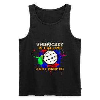 Unihockey - Männer Premium Bio Tank Top - Schwarz - Vorne - Michal (187cm)