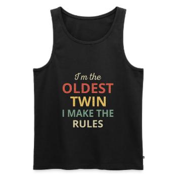 Matching Twins - Oldest Twin I Make The Rules III - Men's Premium Organic Tank Top - black - Front - AI Model Male 178 light (178cm)