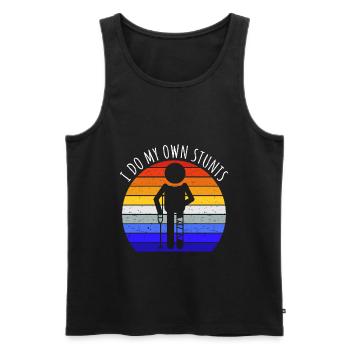 I Do My Own Stunts I - Männer Premium Bio Tank Top - Schwarz - Vorne - Michal (187cm)