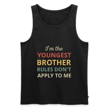 Les règles du plus jeune frère correspondant ne s’appliquent pas à moi - Débardeur bio Premium Homme - noir - Devant - AI Model Male 178 light (178cm)