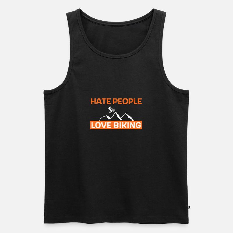 Hate people - love biking - Männer Premium Bio Tank Top - Schwarz