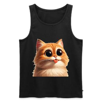 Chat aux yeux énormes - Débardeur bio Premium Homme - noir - Devant - AI Model Male 178 light (178cm)