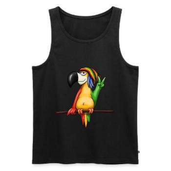Reggae Perroquet cool musique nonchalante cadeau - Débardeur bio Premium Homme - noir - Devant - Michal (187cm)