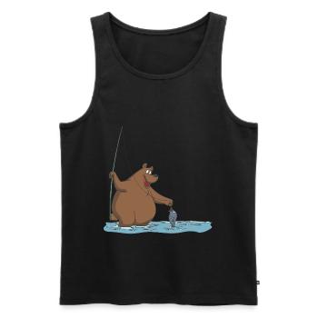A bear is fishing for a fish gift - Men's Premium Organic Tank Top - black - Front - Michal (187cm)