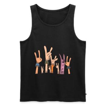 Metal hands up in the air - Men's Premium Organic Tank Top - black - Front - Michal (187cm)