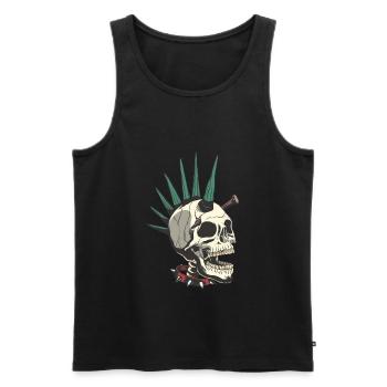Crâne crâne squelette punk - Débardeur bio Premium Homme - noir - Devant - AI Model Male 178 light (178cm)