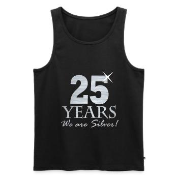 25 years! We are silver - Men's Premium Organic Tank Top - black - Front - AI Model Male 178 light (178cm)
