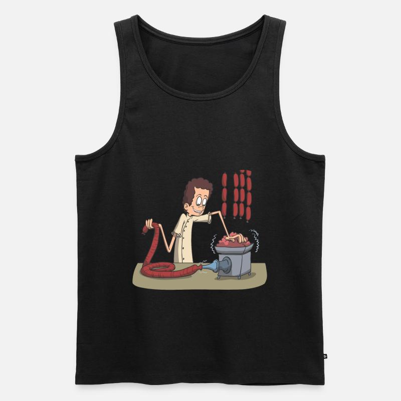 Metzger Messer Fleisch Wurst - Männer Premium Bio Tank Top - Schwarz