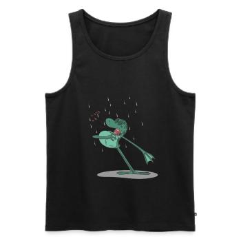 Lustiger Frosch singt im Regen - Männer Premium Bio Tank Top - Schwarz - Vorne - AI Model Male 178 light (178cm)