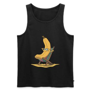 Banana in a deck chair - Men's Premium Organic Tank Top - black - Front - Michal (187cm)