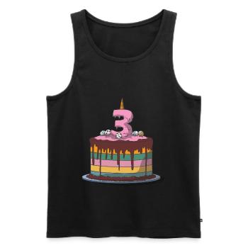 Gâteau d'anniversaire anniversaire des enfants 3e anniversaire - Débardeur bio Premium Homme - noir - Devant - AI Model Male 178 light (178cm)