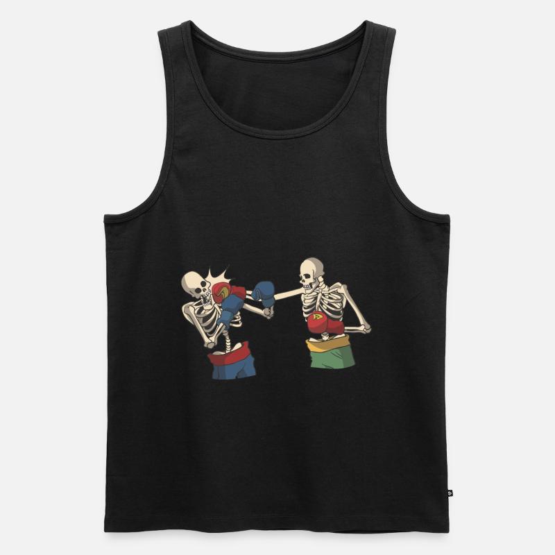 Skelett beim Boxen - Männer Premium Bio Tank Top - Schwarz