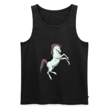 Le cheval se cabre - Débardeur bio Premium Homme - noir - Devant - AI Model Male 178 light (178cm)