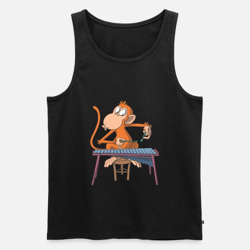 Affe spielt Marimba Xylophon - Männer Premium Bio Tank Top - Schwarz