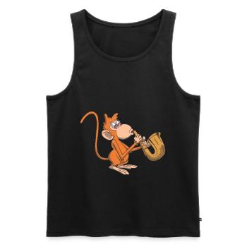 Monkey plays the saxophone - Men's Premium Organic Tank Top - black - Front - AI Model Male 178 light (178cm)