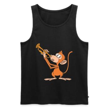 Monkey plays the trumpet - Men's Premium Organic Tank Top - black - Front - AI Model Male 178 light (178cm)