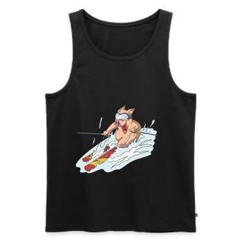 Cochon à skis dans la courbe - Débardeur bio Premium Homme - noir - Devant - Michal (187cm)