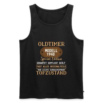 Geburtstag Oldtimer Modell 1940 Spruch - Männer Premium Bio Tank Top - Schwarz - Vorne - AI Model Male 178 light (178cm)