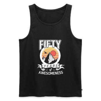 50 years unique! - Men's Premium Organic Tank Top - black - Front - AI Model Male 178 light (178cm)