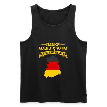 Danke Mama & Papa das ich kein Wessi bin - Männer Premium Bio Tank Top - Schwarz - Vorne - AI Model Male 178 light (178cm)