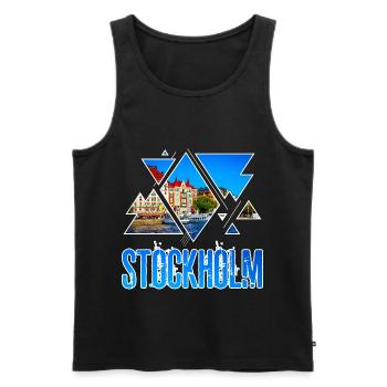 Stockholm Suède Sweden Skyline Ville City - Débardeur bio Premium Homme - noir - Devant - Michal (187cm)