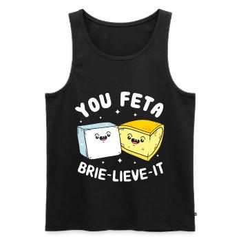 Fromage Feta fromage - Débardeur bio Premium Homme - noir - Devant - Michal (187cm)