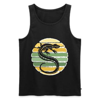 Retro Gecko Lézard Vintage Reptile Lézard Lizard - Débardeur bio Premium Homme - noir - Devant - AI Model Male 178 light (178cm)
