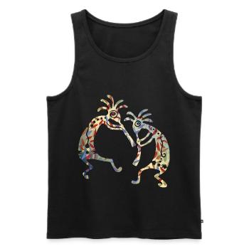 Kokopelli Musicans Friends Duo 4 - Männer Premium Bio Tank Top - Schwarz - Vorne - AI Model Male 178 light (178cm)