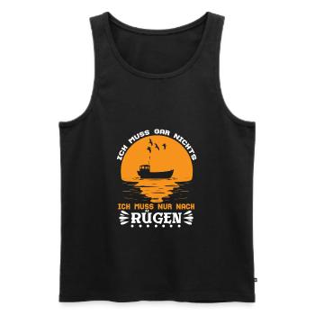 Rügen Urlaub - Ich muss nur nach Rügen - Männer Premium Bio Tank Top - Schwarz - Vorne - Michal (187cm)