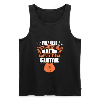 Never underestimate an old man with a guitar Musik - Männer Premium Bio Tank Top - Schwarz - Vorne - Michal (187cm)