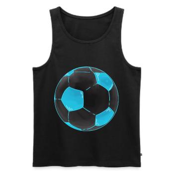 Football Noir Bleu Cool Autocollant de football - Débardeur bio Premium Homme - noir - Devant - AI Model Male 178 light (178cm)
