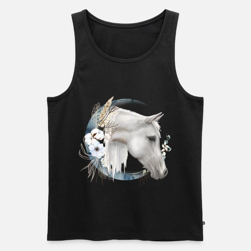 Pferdemotiv Boho - Männer Premium Bio Tank Top - Schwarz
