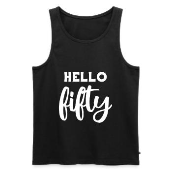 Hallo Fifty III - Geschenk zum 50. Geburtstag - Männer Premium Bio Tank Top - Schwarz - Vorne - AI Model Male 178 light (178cm)