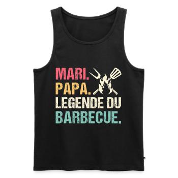 Mari papa légende du barbecue cadeau fête des père - Débardeur bio Premium Homme - noir - Devant - Michal (187cm)