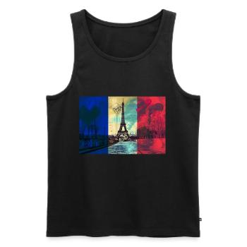Paris Skyline Tour Eiffel France Drapeau Drapeau - Débardeur bio Premium Homme - noir - Devant - Michal (187cm)