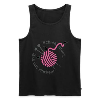 Stricken Hobby Handarbeit Stricknadel Geschenk - Männer Premium Bio Tank Top - Schwarz - Vorne - AI Model Male 178 light (178cm)