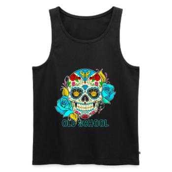 Oldschool Skull shirt - Männer Premium Bio Tank Top - Schwarz - Vorne - Michal (187cm)
