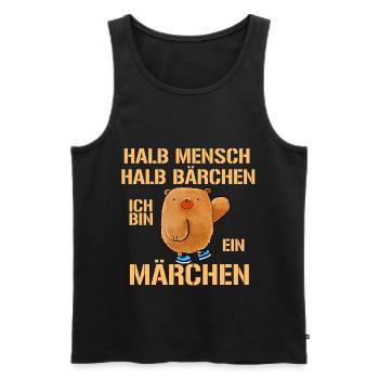 Halb Mensch halb Bärchen ich bin ein Märchen - Männer Premium Bio Tank Top - Schwarz - Vorne - Michal (187cm)
