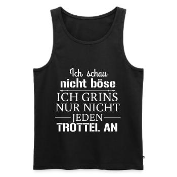 Ich schau nicht böse - Männer Premium Bio Tank Top - Schwarz - Vorne - AI Model Male 178 light (178cm)