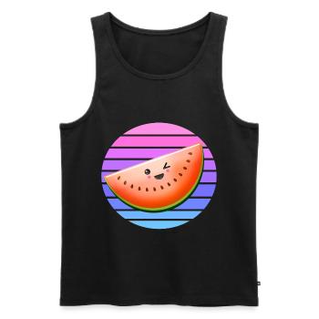 Clin d’oeil melon au coucher du soleil - Débardeur bio Premium Homme - noir - Devant - Michal (187cm)